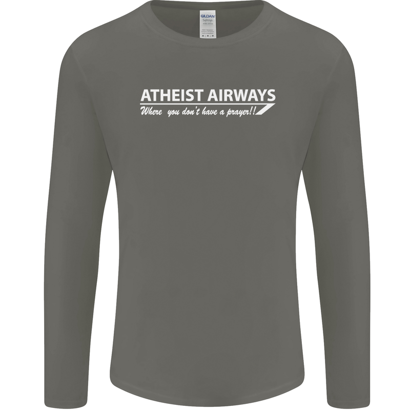 Atheist Airways Funny Atheism Mens Long Sleeve T-Shirt Charcoal
