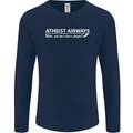 Atheist Airways Funny Atheism Mens Long Sleeve T-Shirt Navy Blue