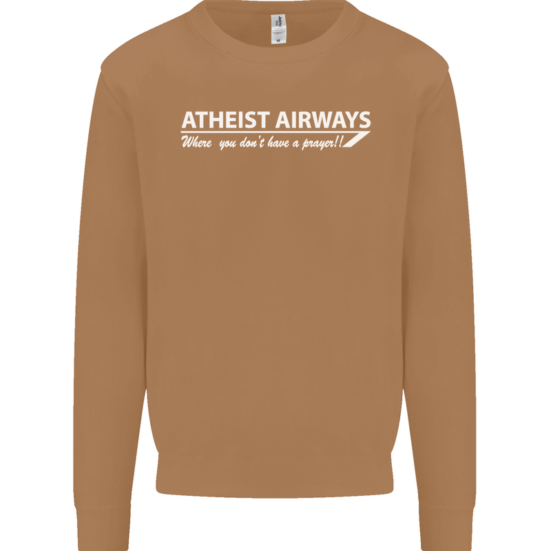 Atheist Airways Funny Atheism Mens Sweatshirt Jumper Caramel Latte