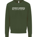 Atheist Airways Funny Atheism Mens Sweatshirt Jumper Forest Green