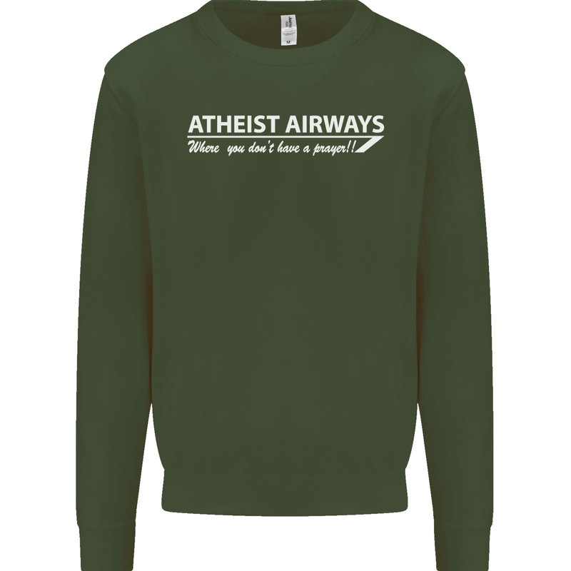 Atheist Airways Funny Atheism Mens Sweatshirt Jumper Forest Green