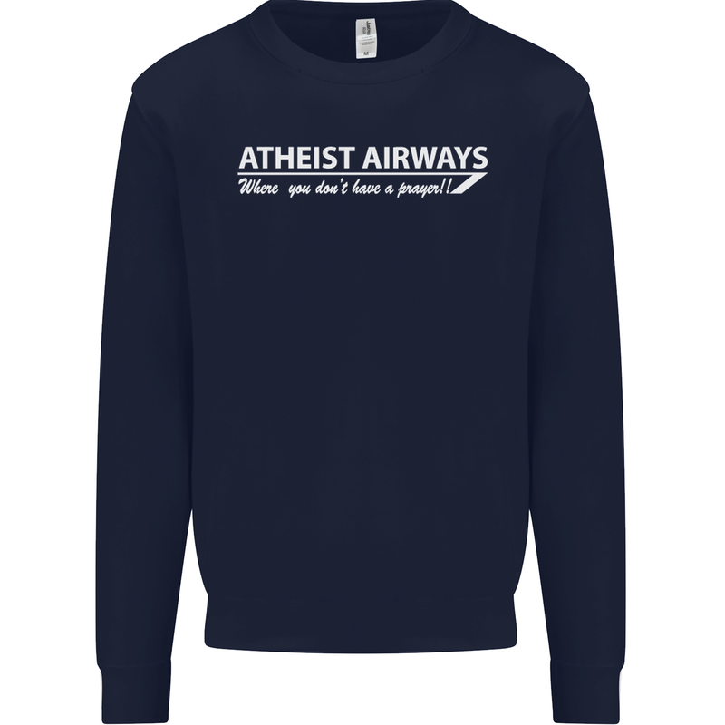 Atheist Airways Funny Atheism Mens Sweatshirt Jumper Navy Blue