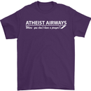 Atheist Airways Funny Atheism Mens T-Shirt Cotton Gildan Purple