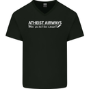 Atheist Airways Funny Atheism Mens V-Neck Cotton T-Shirt Black