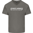 Atheist Airways Funny Atheism Mens V-Neck Cotton T-Shirt Charcoal