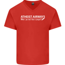 Atheist Airways Funny Atheism Mens V-Neck Cotton T-Shirt Red