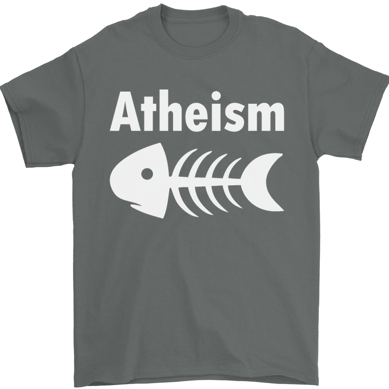 Atheist Fish Funny Atheism Mens T-Shirt Cotton Gildan Charcoal
