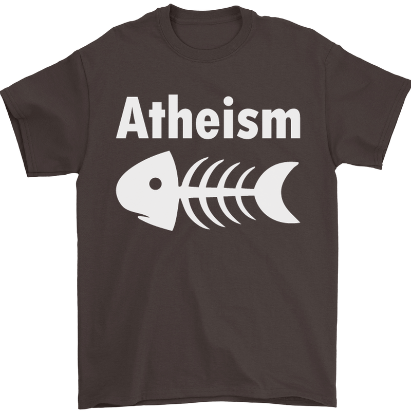 Atheist Fish Funny Atheism Mens T-Shirt Cotton Gildan Dark Chocolate