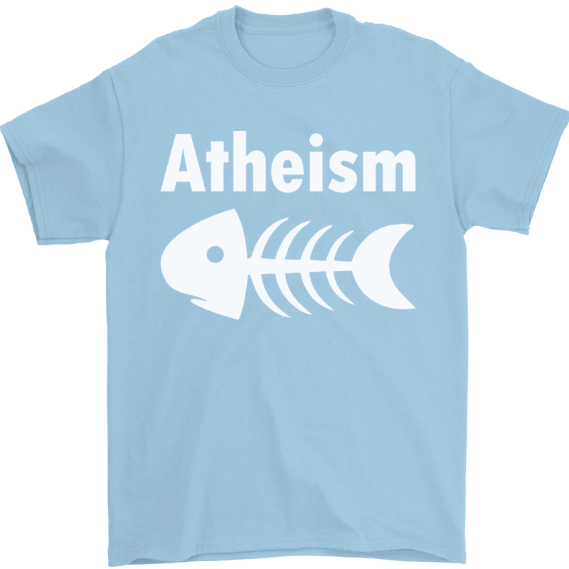 Atheist Fish Funny Atheism Mens T-Shirt Cotton Gildan Light Blue