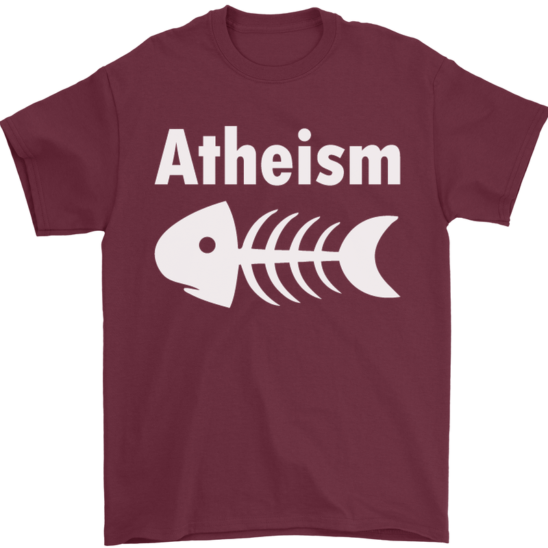 Atheist Fish Funny Atheism Mens T-Shirt Cotton Gildan Maroon