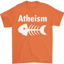 Atheist Fish Funny Atheism Mens T-Shirt Cotton Gildan Orange