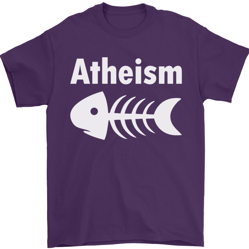 Atheist Fish Funny Atheism Mens T-Shirt Cotton Gildan Purple