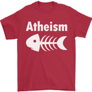 Atheist Fish Funny Atheism Mens T-Shirt Cotton Gildan Red