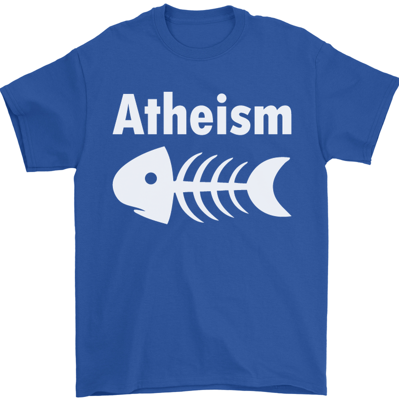 Atheist Fish Funny Atheism Mens T-Shirt Cotton Gildan Royal Blue