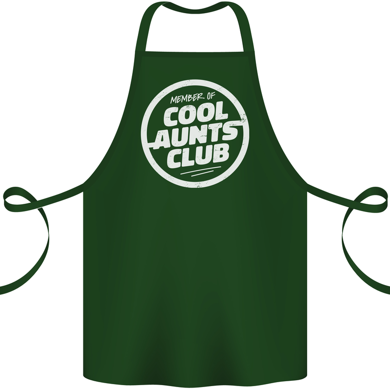 Auntie's Day Member of Cool Aunts Club Cotton Apron 100% Organic Forest Green
