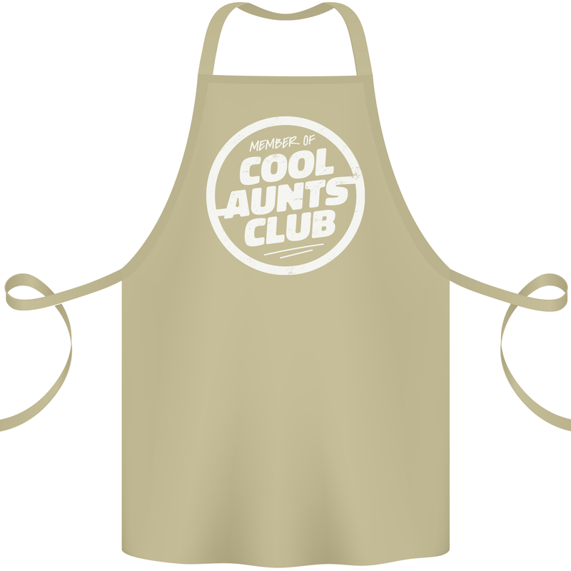 Auntie's Day Member of Cool Aunts Club Cotton Apron 100% Organic Khaki