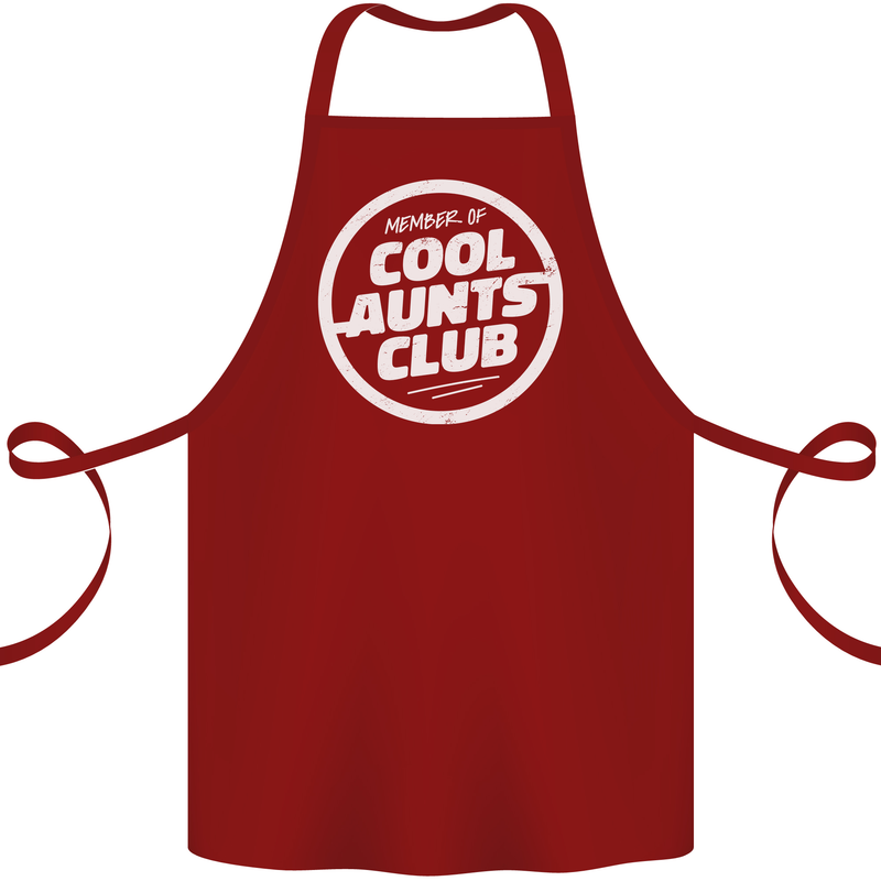 Auntie's Day Member of Cool Aunts Club Cotton Apron 100% Organic Maroon