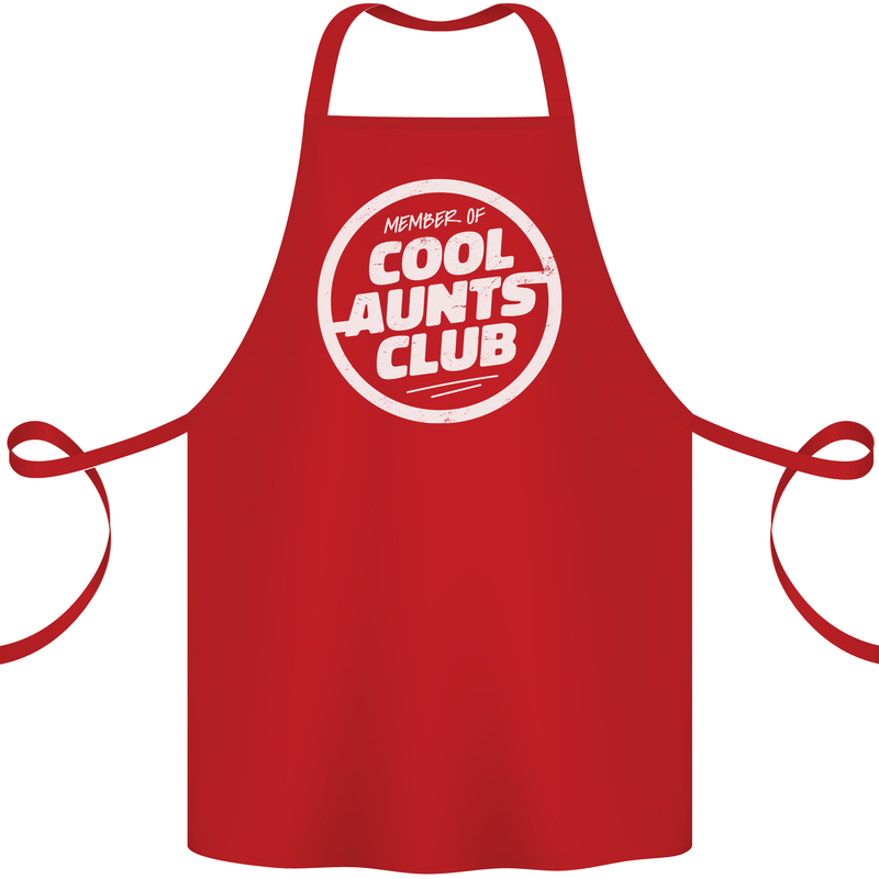 Auntie's Day Member of Cool Aunts Club Cotton Apron 100% Organic Red
