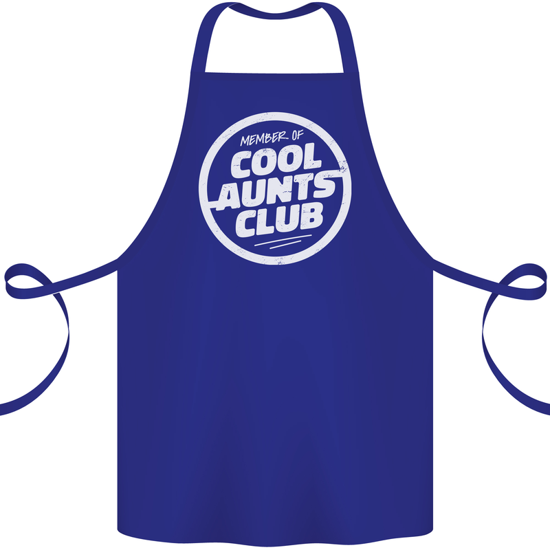 Auntie's Day Member of Cool Aunts Club Cotton Apron 100% Organic Royal Blue