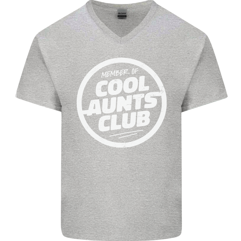 Auntie's Day Member of Cool Aunts Club Mens V-Neck Cotton T-Shirt Sports Grey