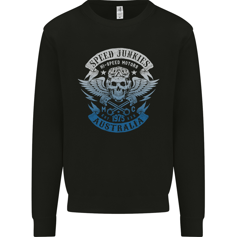 Australia Speed Junkies Biker Motorcycle Kids Sweatshirt Jumper Black