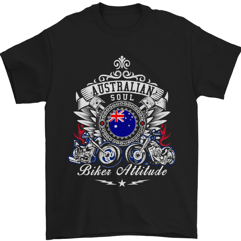 Australian Biker Australia Motorcyle Bike Mens T-Shirt Cotton Gildan Black