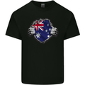 Australian Flag Ripped  Australia Day Gym Kids T-Shirt Childrens Black