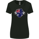 Australian Flag Ripped  Australia Day Gym Womens Wider Cut T-Shirt Black