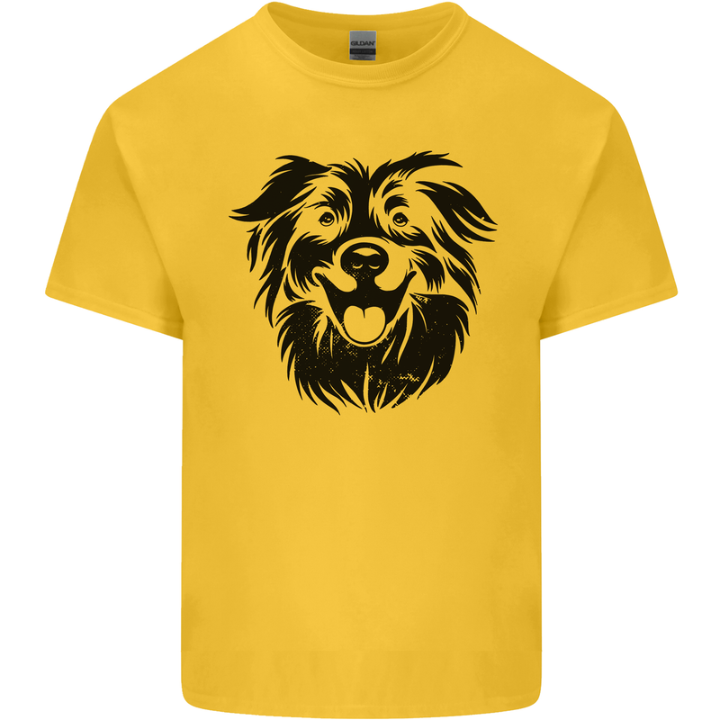 Australian Sheepdog Dogs Mens Cotton T-Shirt Tee Top Yellow