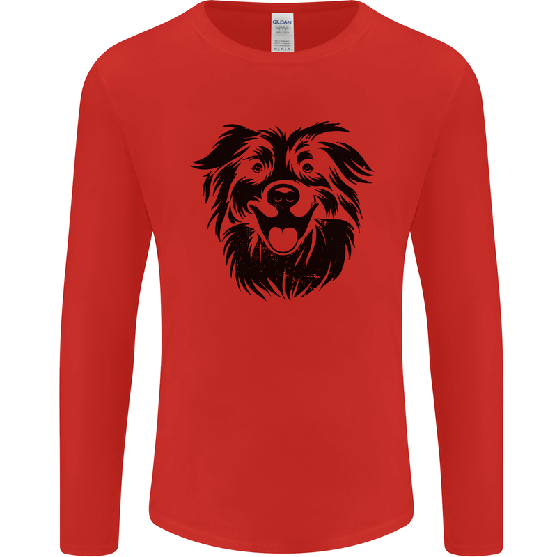 Australian Sheepdog Dogs Mens Long Sleeve T-Shirt Red