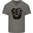 Australian Sheepdog Dogs Mens V-Neck Cotton T-Shirt Charcoal