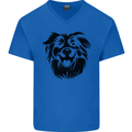 Australian Sheepdog Dogs Mens V-Neck Cotton T-Shirt Royal Blue