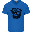Australian Sheepdog Dogs Mens V-Neck Cotton T-Shirt Royal Blue