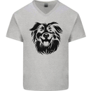 Australian Sheepdog Dogs Mens V-Neck Cotton T-Shirt Sports Grey