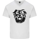 Australian Sheepdog Dogs Mens V-Neck Cotton T-Shirt White