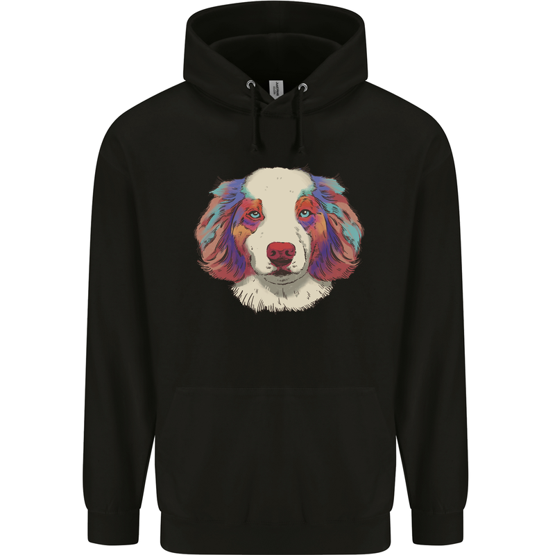 Australian Shepherd Dog Childrens Kids Hoodie Black