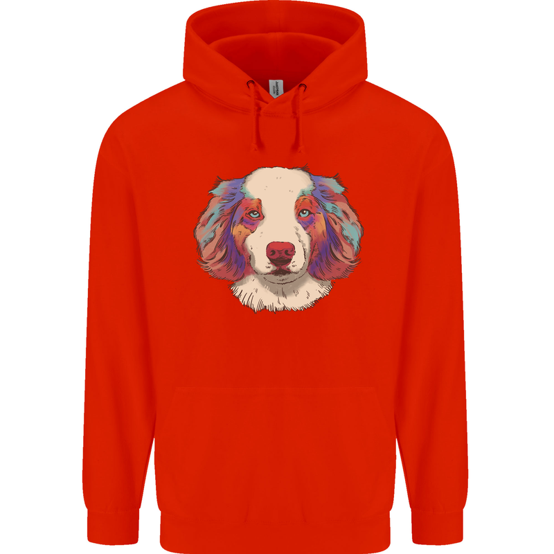 Australian Shepherd Dog Childrens Kids Hoodie Bright Red