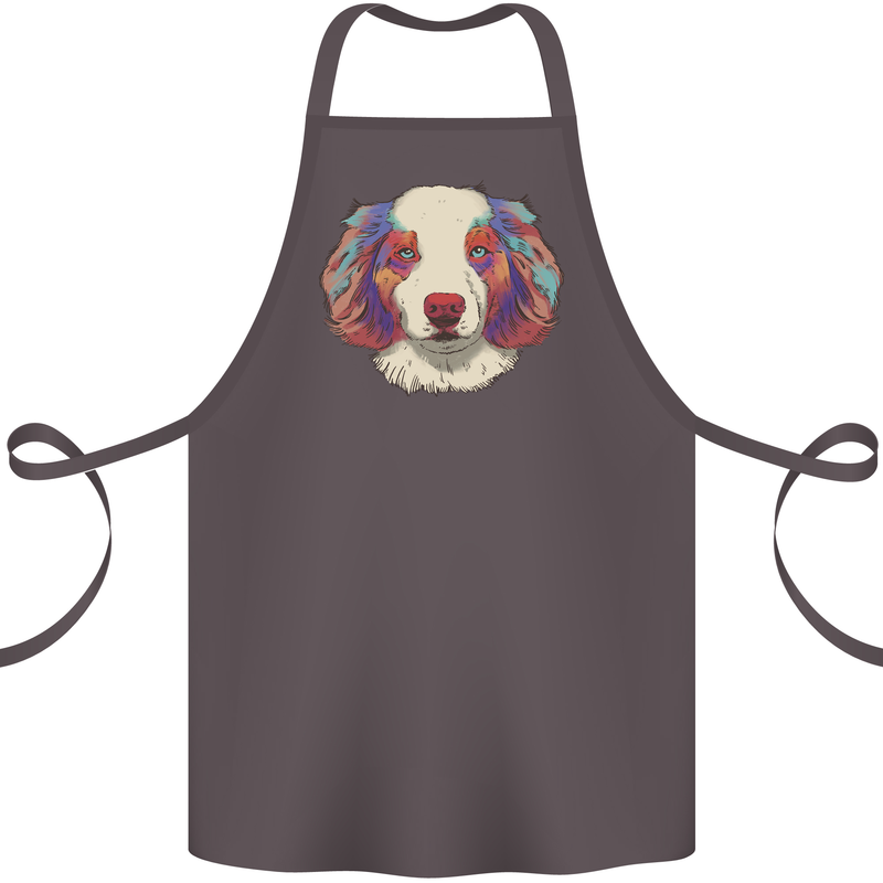 Australian Shepherd Dog Cotton Apron 100% Organic Dark Grey