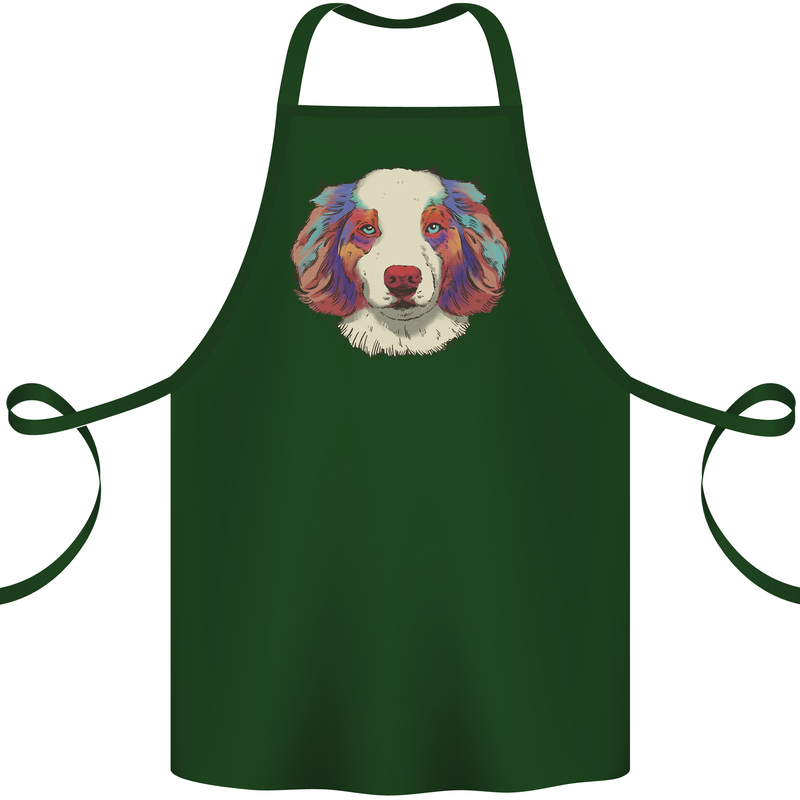 Australian Shepherd Dog Cotton Apron 100% Organic Forest Green