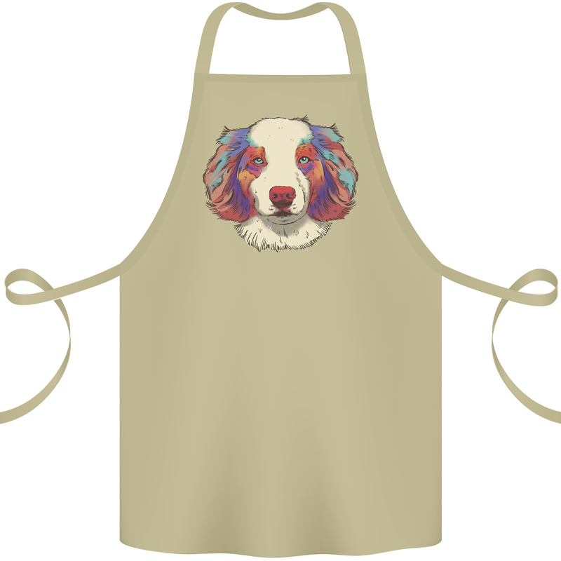 Australian Shepherd Dog Cotton Apron 100% Organic Khaki