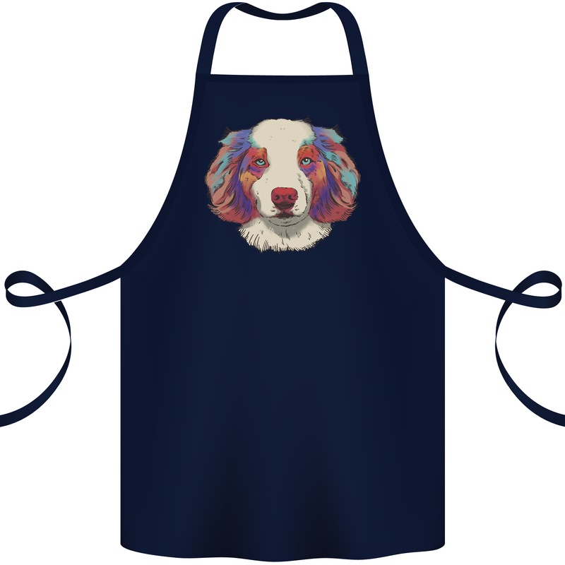 Australian Shepherd Dog Cotton Apron 100% Organic Navy Blue