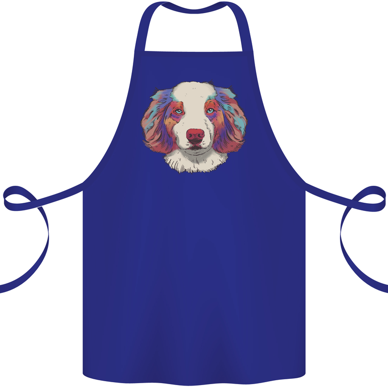 Australian Shepherd Dog Cotton Apron 100% Organic Royal Blue