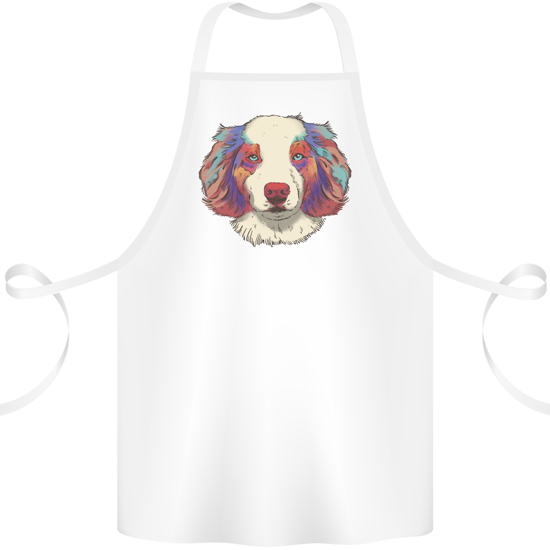Australian Shepherd Dog Cotton Apron 100% Organic White