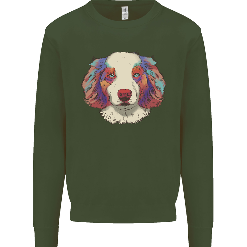 Australian Shepherd Dog Kids Sweatshirt Jumper Forest Green