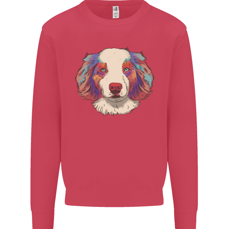 Australian Shepherd Dog Kids Sweatshirt Jumper Heliconia