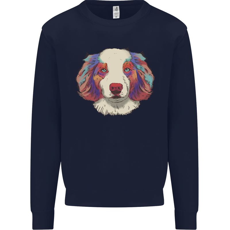 Australian Shepherd Dog Kids Sweatshirt Jumper Navy Blue