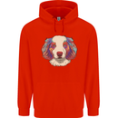 Australian Shepherd Dog Mens 80% Cotton Hoodie Bright Red