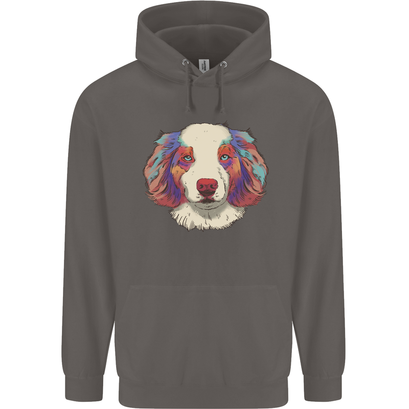 Australian Shepherd Dog Mens 80% Cotton Hoodie Charcoal