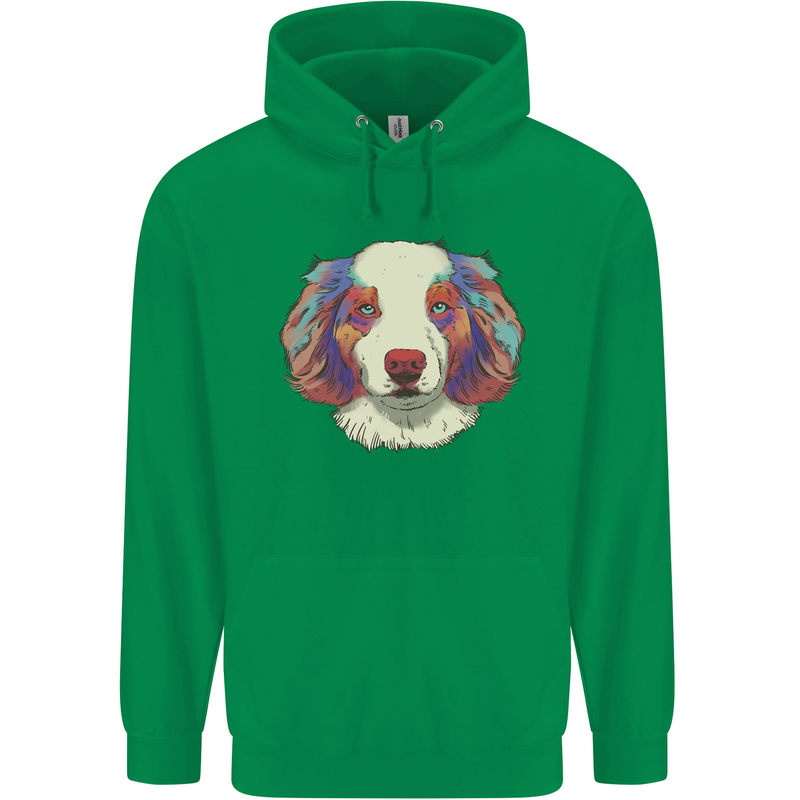 Australian Shepherd Dog Mens 80% Cotton Hoodie Irish Green
