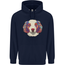 Australian Shepherd Dog Mens 80% Cotton Hoodie Navy Blue